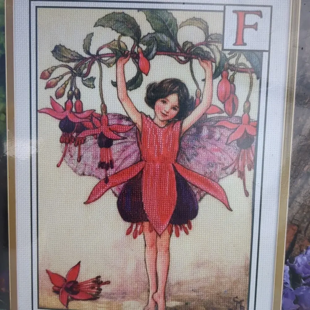 Needlepoint Flower Fairies Sicily Mary Barker 1997 Fuchsia 9 In X 12 In Vintage